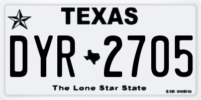 TX license plate DYR2705