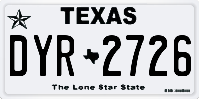 TX license plate DYR2726