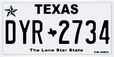 TX license plate DYR2734