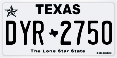 TX license plate DYR2750
