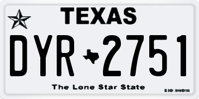 TX license plate DYR2751