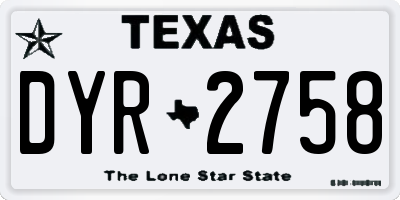 TX license plate DYR2758