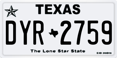 TX license plate DYR2759