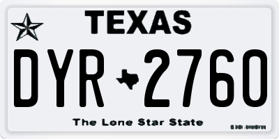 TX license plate DYR2760