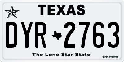 TX license plate DYR2763