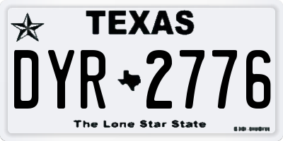 TX license plate DYR2776