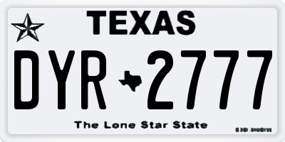 TX license plate DYR2777