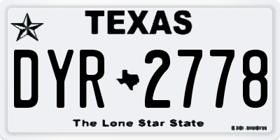 TX license plate DYR2778