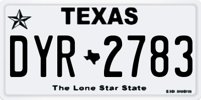 TX license plate DYR2783