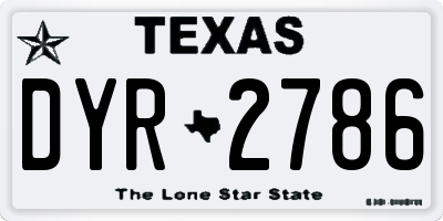 TX license plate DYR2786