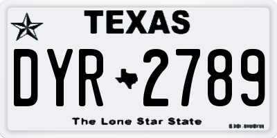 TX license plate DYR2789