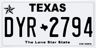 TX license plate DYR2794