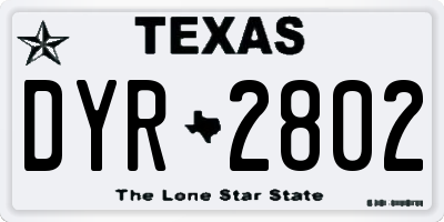 TX license plate DYR2802