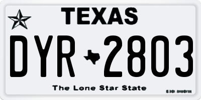 TX license plate DYR2803