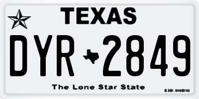 TX license plate DYR2849