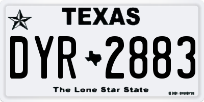 TX license plate DYR2883