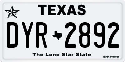 TX license plate DYR2892