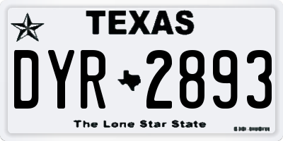 TX license plate DYR2893