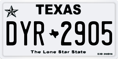 TX license plate DYR2905