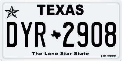 TX license plate DYR2908