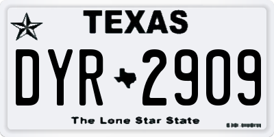TX license plate DYR2909