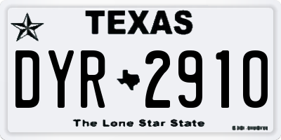 TX license plate DYR2910