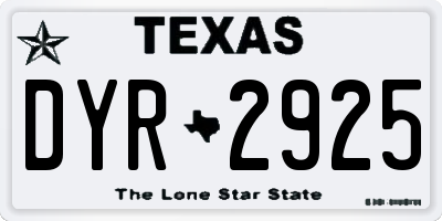 TX license plate DYR2925