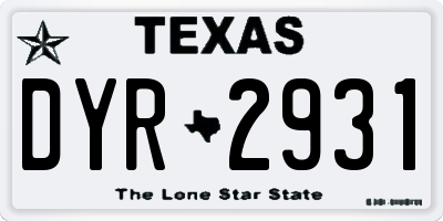 TX license plate DYR2931