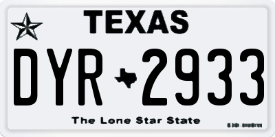 TX license plate DYR2933