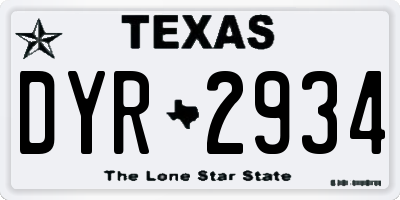 TX license plate DYR2934