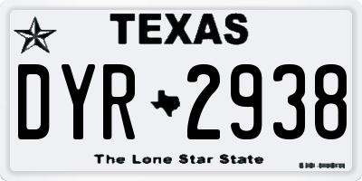 TX license plate DYR2938