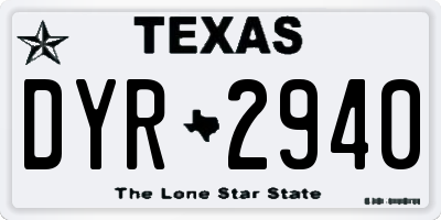 TX license plate DYR2940