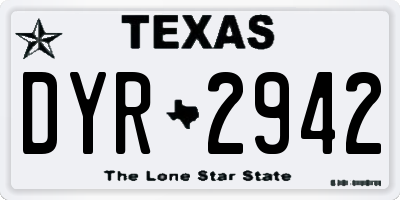 TX license plate DYR2942