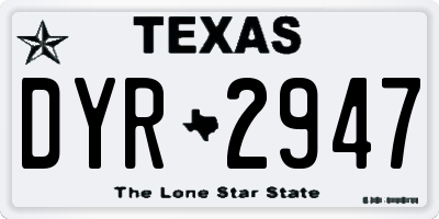 TX license plate DYR2947