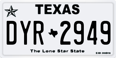 TX license plate DYR2949