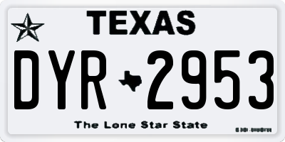TX license plate DYR2953
