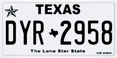 TX license plate DYR2958