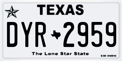 TX license plate DYR2959