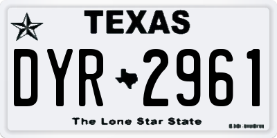 TX license plate DYR2961