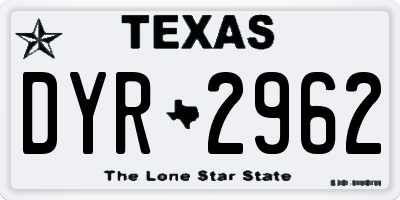 TX license plate DYR2962