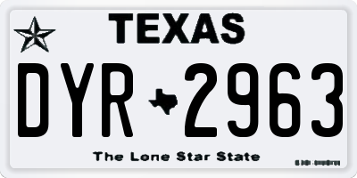 TX license plate DYR2963
