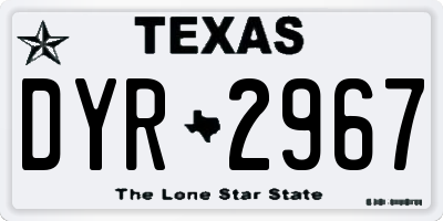 TX license plate DYR2967
