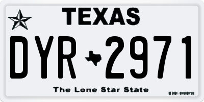 TX license plate DYR2971