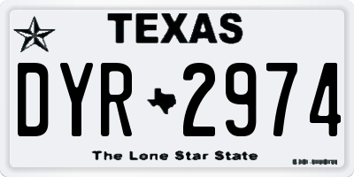 TX license plate DYR2974