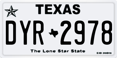 TX license plate DYR2978