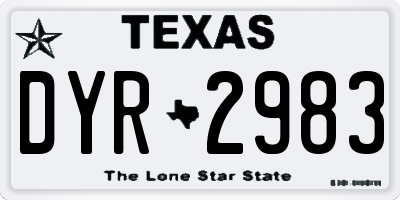 TX license plate DYR2983