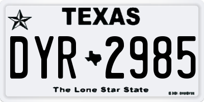 TX license plate DYR2985