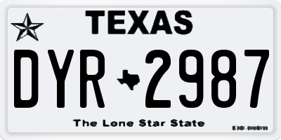 TX license plate DYR2987