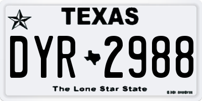 TX license plate DYR2988