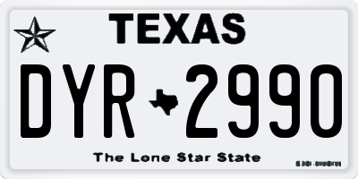 TX license plate DYR2990